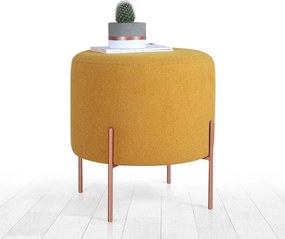 Taburet COPPER 49, galben/cupru, material textil/otel, 40x40x42 cm