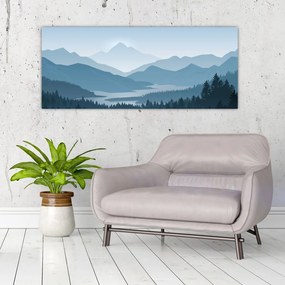 Tablou - Munții cu privirea graficeanului (120x50 cm)