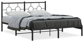 376229 vidaXL Cadru de pat metalic cu tăblie, negru, 160x200 cm