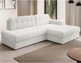 Colțar crem extensibil cu tapițerie din țesătură bouclé (cu colț pe partea dreaptă/cu șezlong) Blezalt – ELTAP