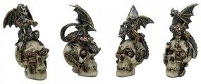 Set 4 statuete cranii cu dragoni steampunk 10.5 cm