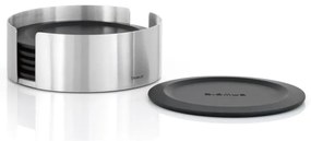 Coasters negre/argintii cu suport 6 buc. din silicon Lareto – Blomus