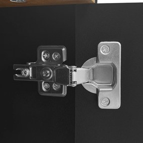 Comodă TV cu 3 uși, picioare din lemn și margine înaltă, 160x39x49,5 cm, Culoare naturală+Negru