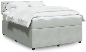 vidaXL Pat box spring cu saltea, gri deschis, 140x190 cm, catifea