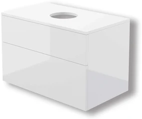 Dulap baie suspendat 80x52x47 cm pentru lavoar, alb lucios, MDF, Deante Prizma Alb lucios