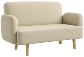HOMCOM Canapea Modernă Scandinavă, Canapea cu 2 Locuri, Brațe, și Picioare din Lemn, 140x74x79 cm, Alb Crem | Aosom Romania