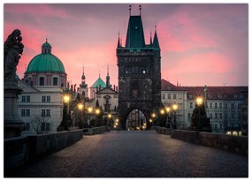 Tablou pe sticlă - Pe podul lui Carol,Praga (70x50 cm)