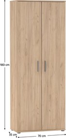 Dulap, poliţe, cu două uşi, stejar artizanal, SERVO TIP 1