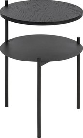 Noptieră neagră cu blat cu aspect de lemn de stejar Tu – noo.ma