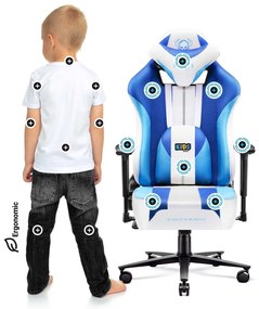 Scaun gaming din material pentru copii Diablo X-Player 2.0: Frost White / alb, Kids Size Diablochairs