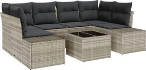 vidaXL Set de canapele pentru grădină 7 pcs Gri deschis poliratan