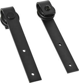 HOMCOM Set complet pentru ușă culisantă de 200 cm cu ghidaj pe podea, șină pentru ușă culisantă, role de alunecare, kit pentru ușă dublă din oțel carbon | Aosom Romania