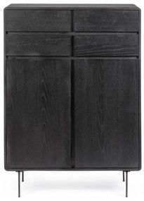 Dulap polivalent negru din lemn de Frasin si metal, 90x40x130,5 cm, Widal Bizzotto
