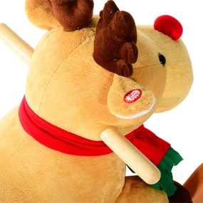 HomCom Renna a Dondolo in Peluches per Bambini, 61x29x45cm