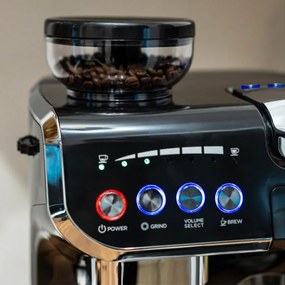 Espressor cu cafea boabe si capsule Oliver Voltz OV51171L8M, 2672W, 2 L, 5 adaptoare, 19 bar, Rasnita incorporata, Negru