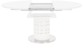 Masă dining extensibilă, alb extra lucios HG, diametru 120 cm, ZAMON