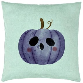 Perna Decorativa cu motiv de Halloween 10, 40x40 cm, Verde Menta, Husa Detasabila, Burduf