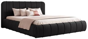 Pat Stripe 140 x 200 Cm, Lada depozitare, Tapiterie Catifea Negru