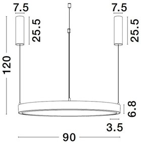 Sistem circular sina magnetica cu iluminat in partea superioara Breda 90cm
