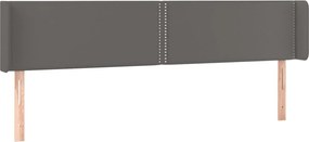 vidaXL Tăblie de pat cu aripioare gri 203x16x78/88 cm piele ecologică