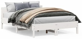 842595 vidaXL Cadru de pat cu tăblie, alb, 140x200 cm, lemn masiv de pin