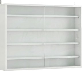 HOMCOM Vitrină de perete din lemn cu polițe reglabile și 2 uși glisante din sticlă 80x9,5x60 cm alb | Aosom Romania