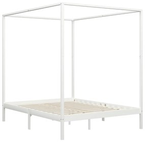283267 vidaXL Cadru pat cu baldachin, alb, 180 x 200 cm, lemn masiv de pin
