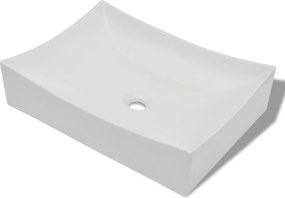 vidaXL Chiuvetă ceramică porțelan pt. baie, design artistic, alb extralucios