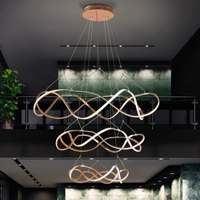 Lustra LED XXL pentru casa scarii design lux 110cm Molly auriu roze SV-763455