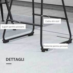 Scaune de bar, set din 2 piese cu scaun tapitat cu Protectie anti-alunecare, PU si otel, 43x43x97,5cm, negru HOMCOM | Aosom RO