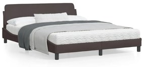 373208 vidaXL Cadru de pat cu tăblie, maro închis, 160x200 cm, textil