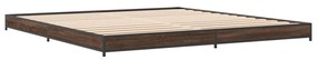 845130 vidaXL Cadru de pat, stejar maro, 200x200 cm, lemn prelucrat și metal