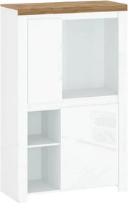 Comoda VIGO 2D, alb lucios/stejar wotan, PAL laminat, 98x42x157 cm