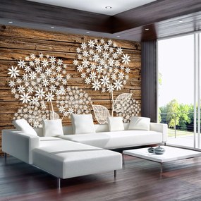 Fototapet - Flori pe lemn (152,5x104 cm), în 8 de alte dimensiuni noi