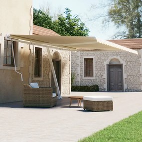 vidaXL Copertină autonomă retractabilă manual, crem, 500x300 cm