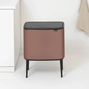 Coș Brabantia Bo Touch 1008856, 11+23 l, Deschidere lină și silențioasă, Deschidere mare, Finisaj satinat, Maro