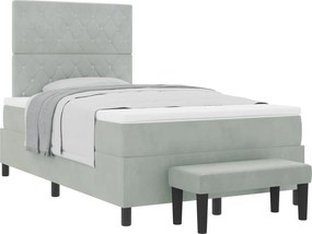 vidaXL Pat cu arcuri cu saltea Gri deschis 120 x 200 cm Catifea