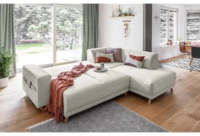 Colțar bej extensibil/cu spațiu de depozitare (cu colț pe partea dreaptă/în formă de ”L”) Classy Sophie – Miuform