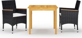 vidaXL Set mobilier de grădină, 3 piese, negru