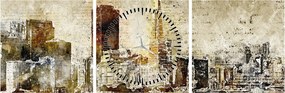 Tablou - Oraș artistic (cu ceas) (90x30 cm)
