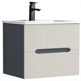 Trent 60 dulap de baie inferior cu chiuvetă ceramică (2 sertare) gri antracit-alb