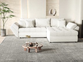 Colțar extensibil dumonde cu ladă de depozitare si sezut confortabil din spuma high-density, Loana Euphoria Ivory II 270x185 cm