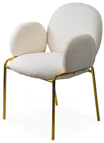 Scaun dining crem din material boucle cu aspect elegant BUC 282