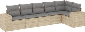 vidaXL Set canapele de grădină cu perne, 6 piese, bej, poliratan