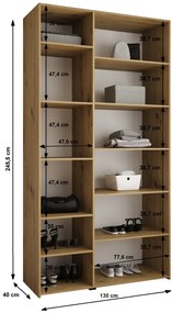 Dulap de haine 130 cm Carmela 40-2 (alb + Auriu). 1126558