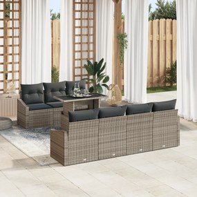 vidaXL Set de canapele pentru grădină din 8 piese cu perne gri, din rattan polimeric