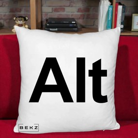 Perna Personalizata Tasta Alt Tipografie Bold, 40x40 cm, Alb Pufos, Husa Detasabila, Perna Inclusa, BEKZ®