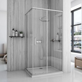 Cabina de dus Rea City cu cadita neagra 80x100 cm crom periat