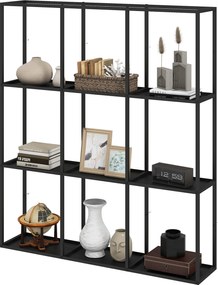 HOMCOM Etajeră de perete industrială 9 compartimente, etajeră modulară din metal pentru obiecte de colecție, 87,5x18x100cm Negru | Aosom Romania