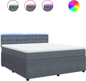 vidaXL Pat box spring cu saltea, gri închis, 180x200 cm, catifea